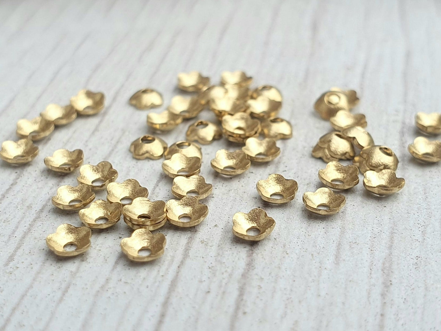 3mm Raw Brass Flower Bead Caps | Flower Embellishments | 50 Pcs