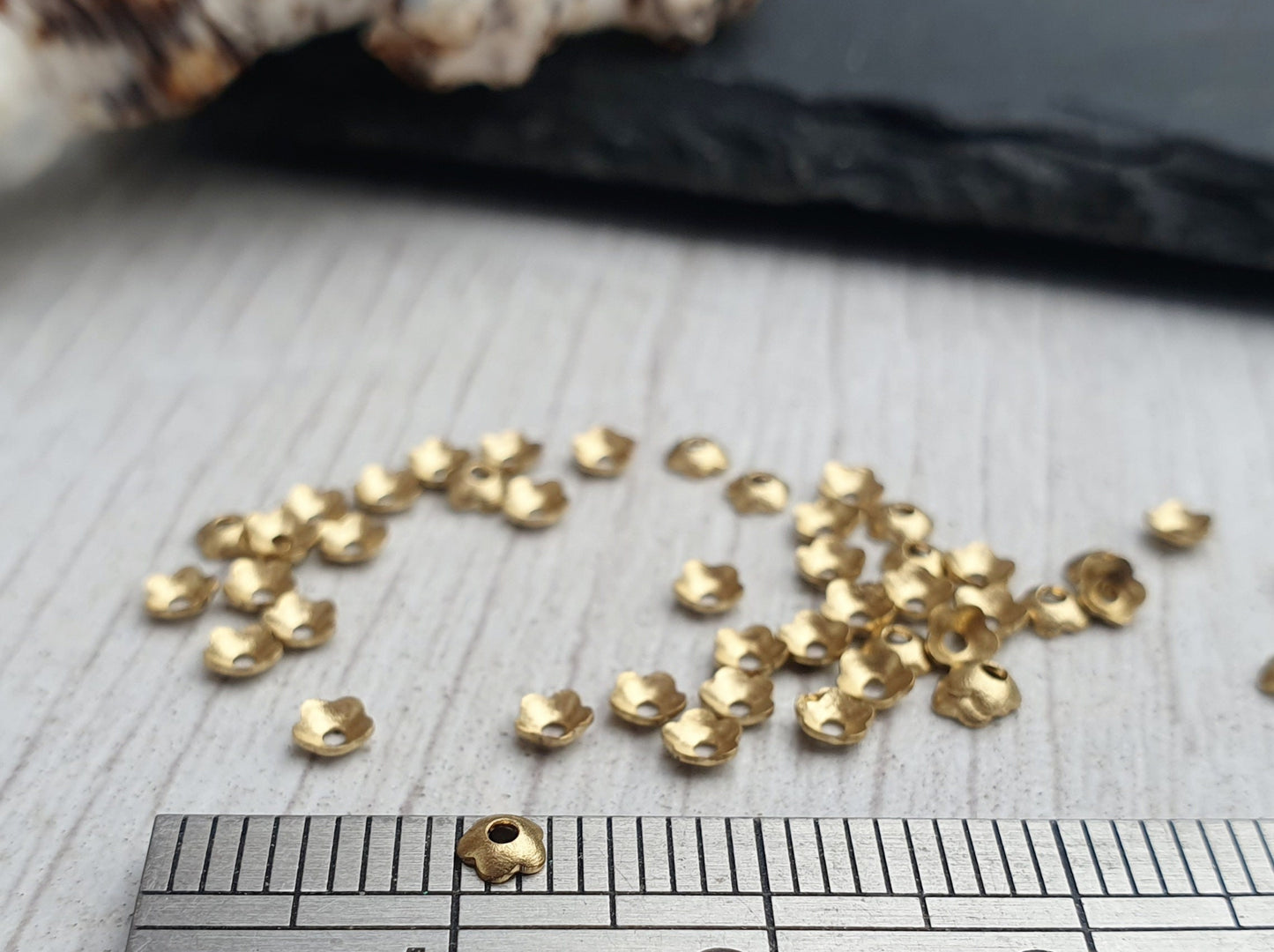 3mm Raw Brass Flower Bead Caps | Flower Embellishments | 50 Pcs