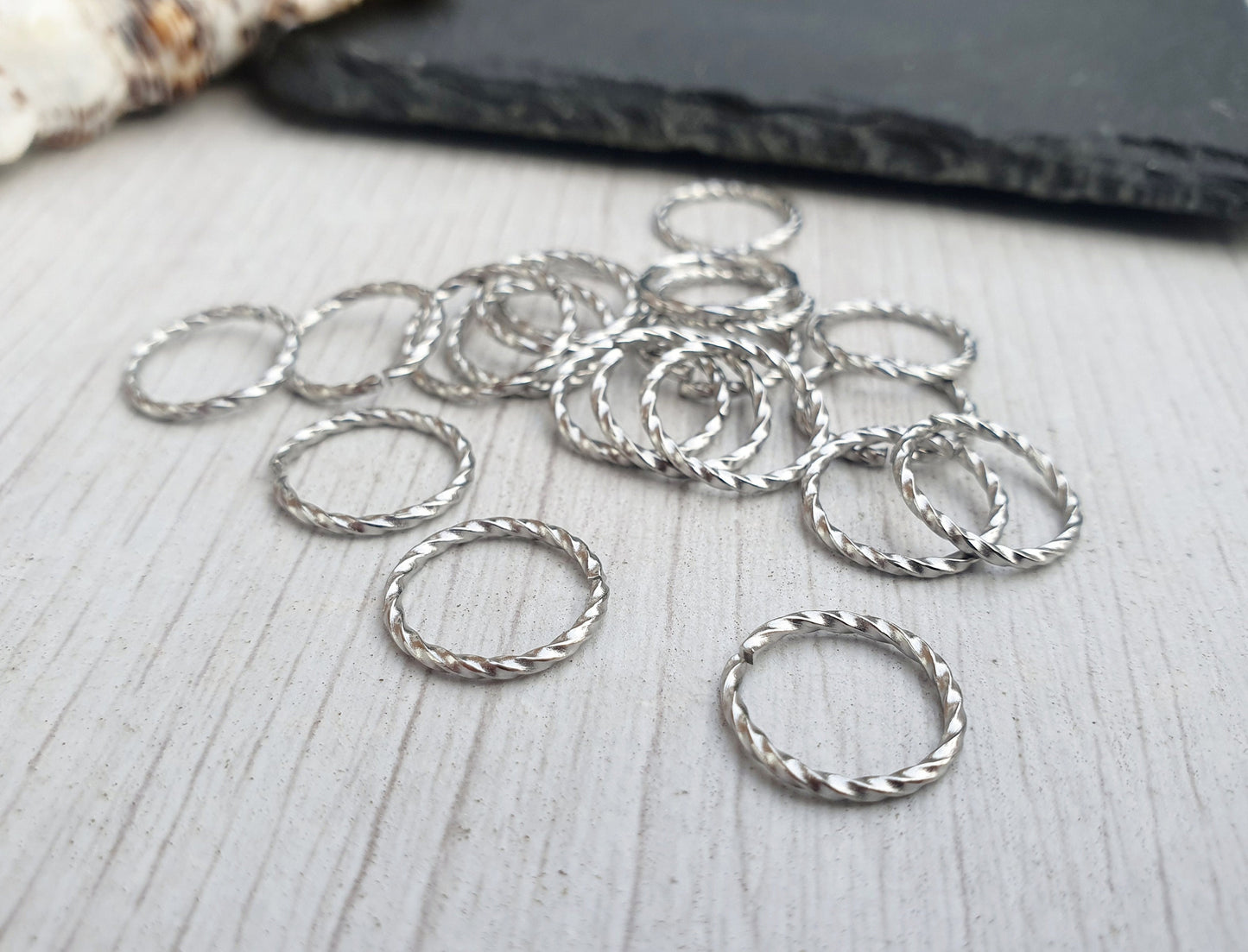 12mm Stainless Steel Twisted Open Jump Rings | 16g Wire | 20 pcs