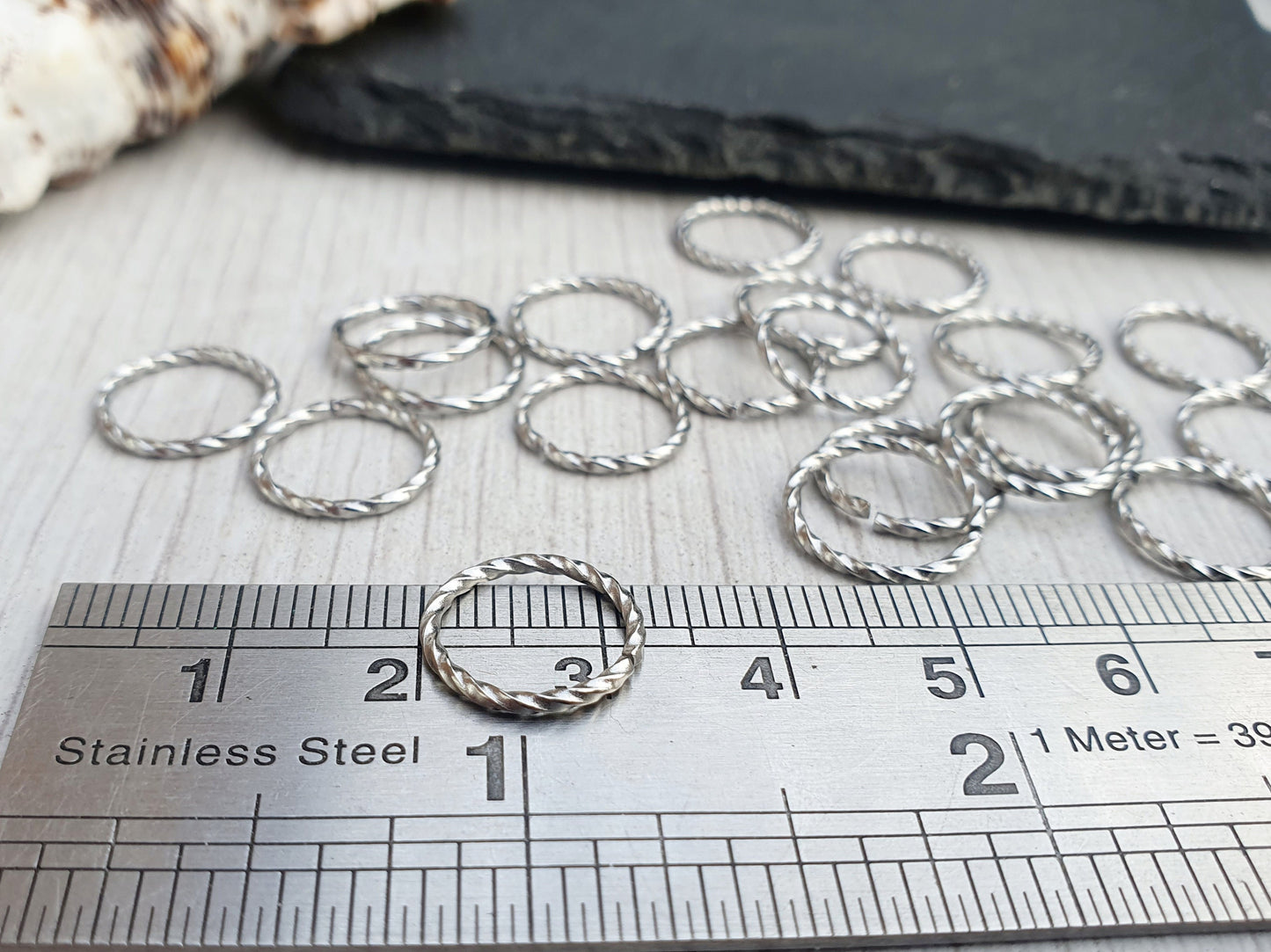12mm Stainless Steel Twisted Open Jump Rings | 16g Wire | 20 pcs