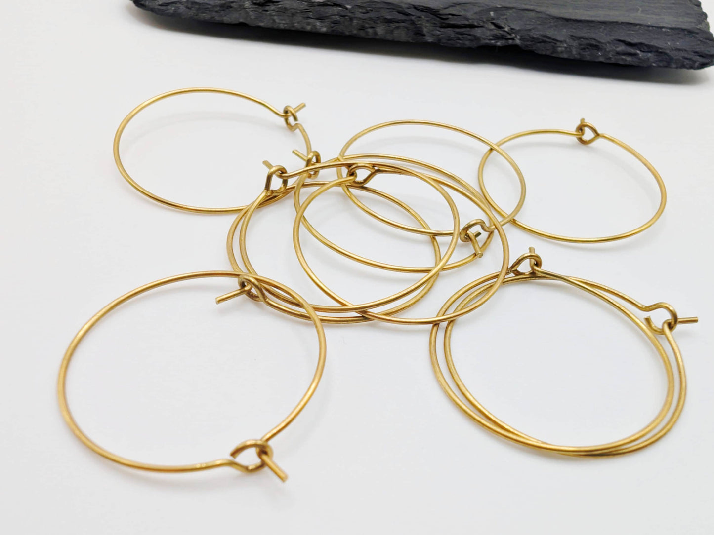 25mm Raw Brass Hoop Ear Wires | Hoop Earrings | 5 Pairs
