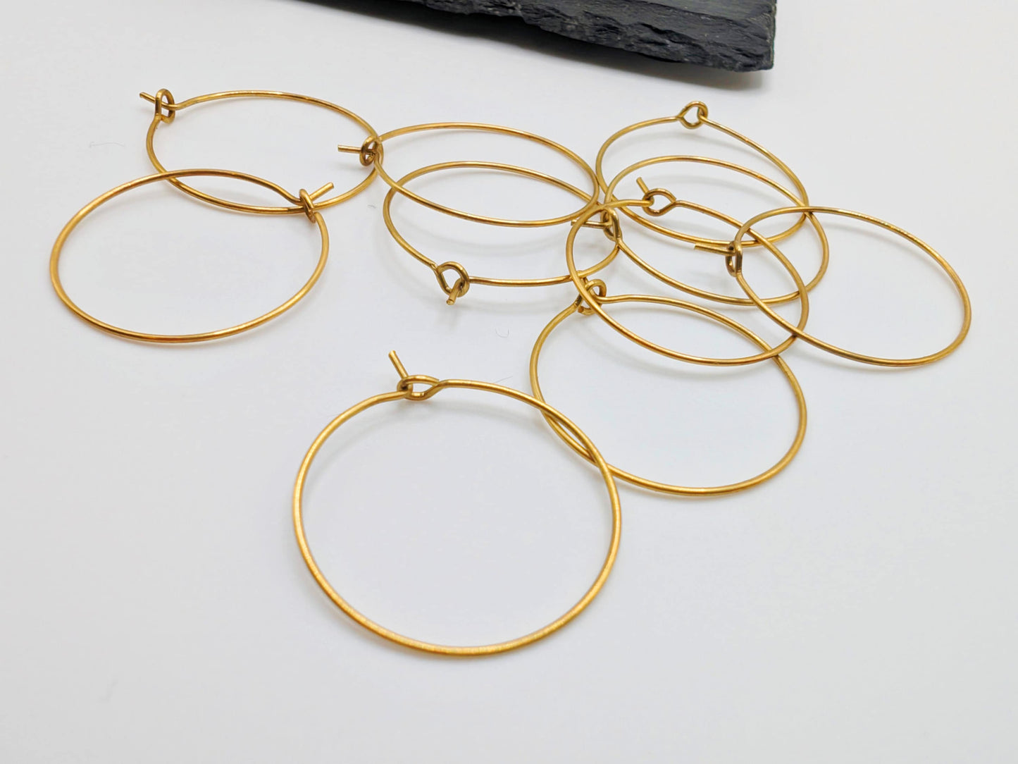 25mm Raw Brass Hoop Ear Wires | Hoop Earrings | 5 Pairs