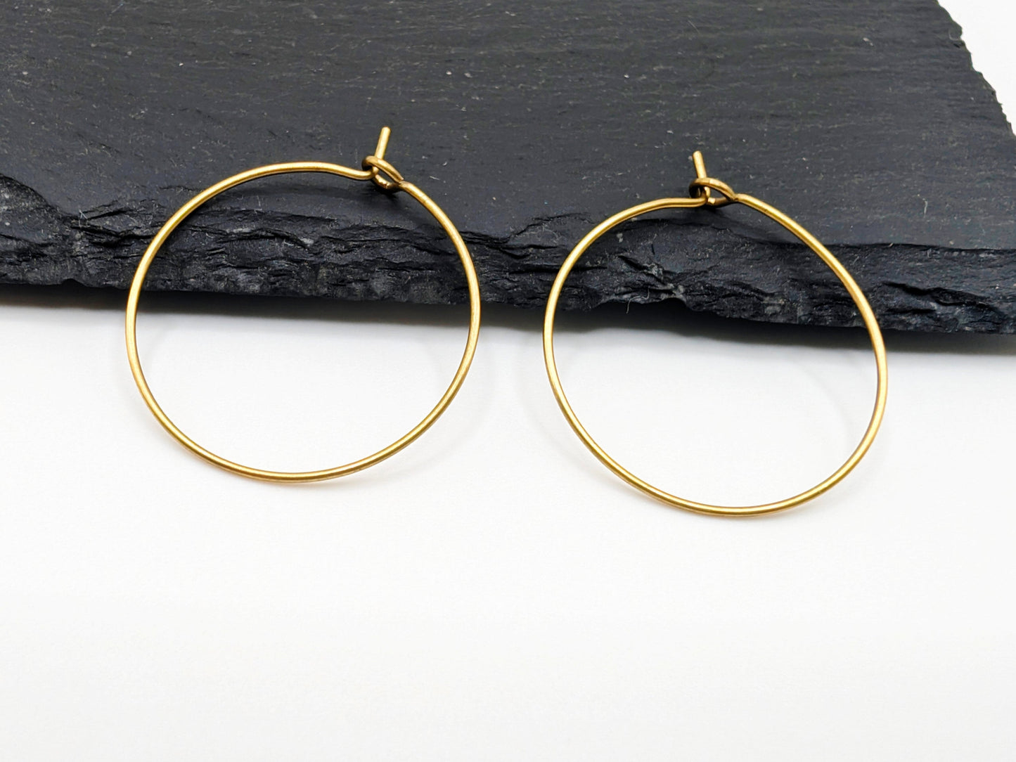 25mm Raw Brass Hoop Ear Wires | Hoop Earrings | 5 Pairs