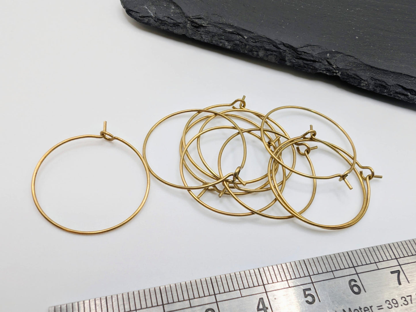 25mm Raw Brass Hoop Ear Wires | Hoop Earrings | 5 Pairs