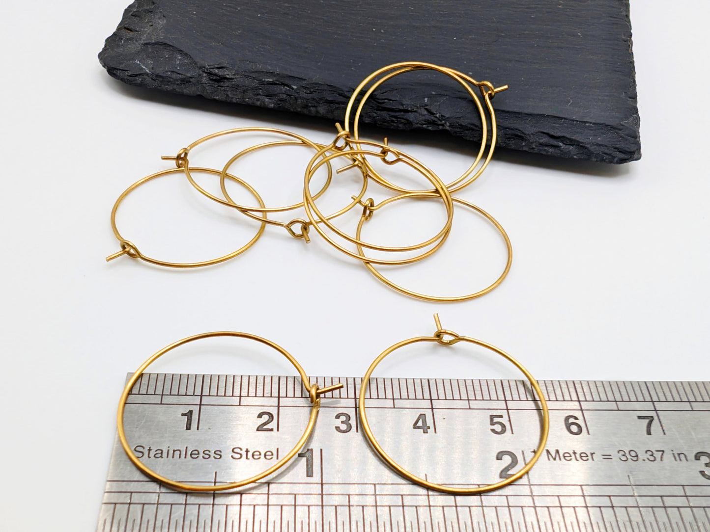 25mm Raw Brass Hoop Ear Wires | Hoop Earrings | 5 Pairs