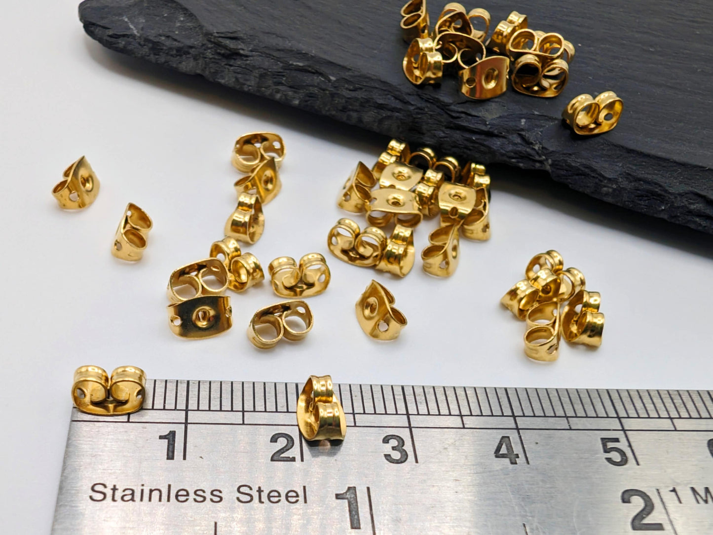 40 x Raw Brass Butterfly Earring Backs | Earring Nuts | 6 x 4.5mm