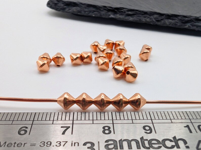 5mm Copper Bi-cone Beads | 25 Pcs | Genuine Copper Findings