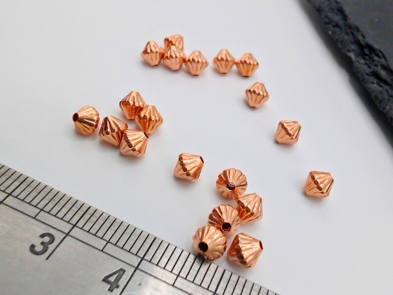 5mm Corrugated Copper Bi-cone Beads | 20 Pcs | Genuine Copper Findings
