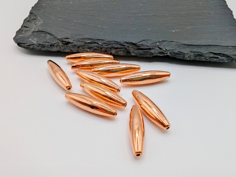 19 x 5mm Elliptical Oval Copper Beads | Raw Copper Findings | 10 Pieces