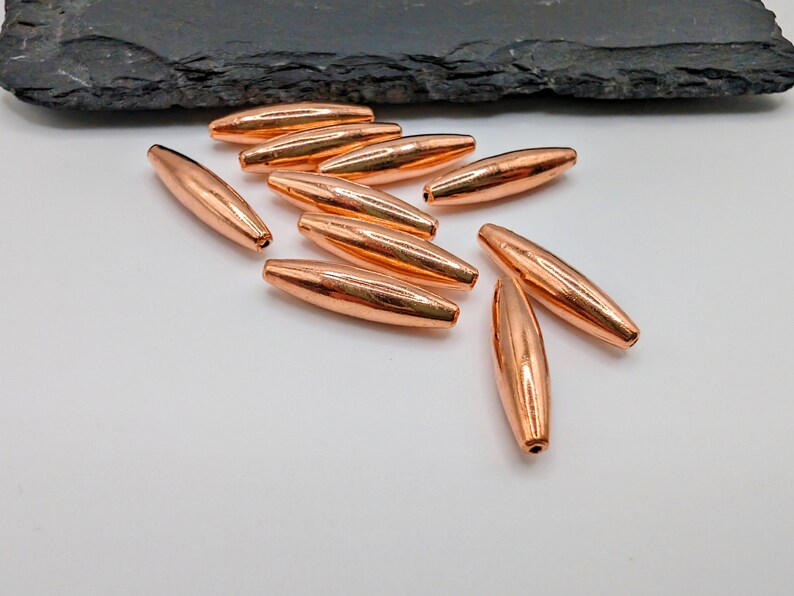 19 x 5mm Elliptical Oval Copper Beads | Raw Copper Findings | 10 Pieces