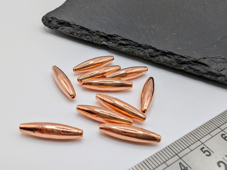 19 x 5mm Elliptical Oval Copper Beads | Raw Copper Findings | 10 Pieces