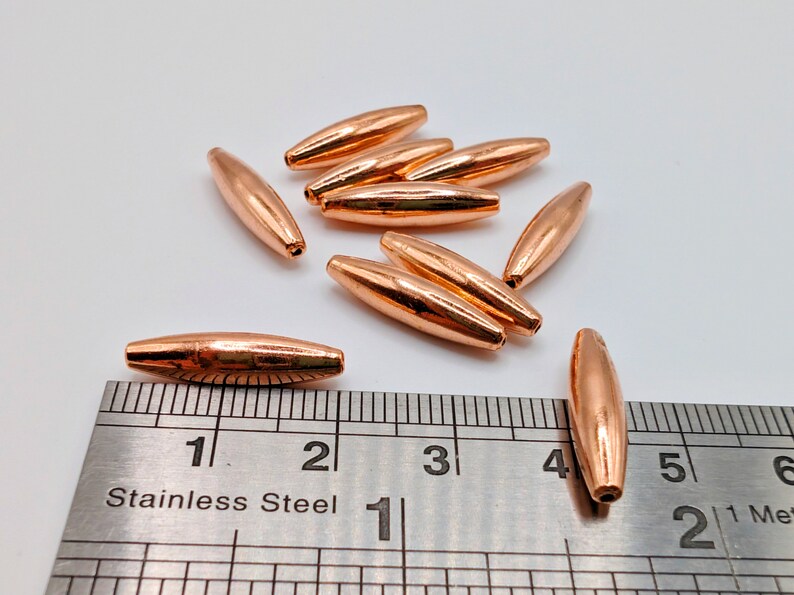 19 x 5mm Elliptical Oval Copper Beads | Raw Copper Findings | 10 Pieces