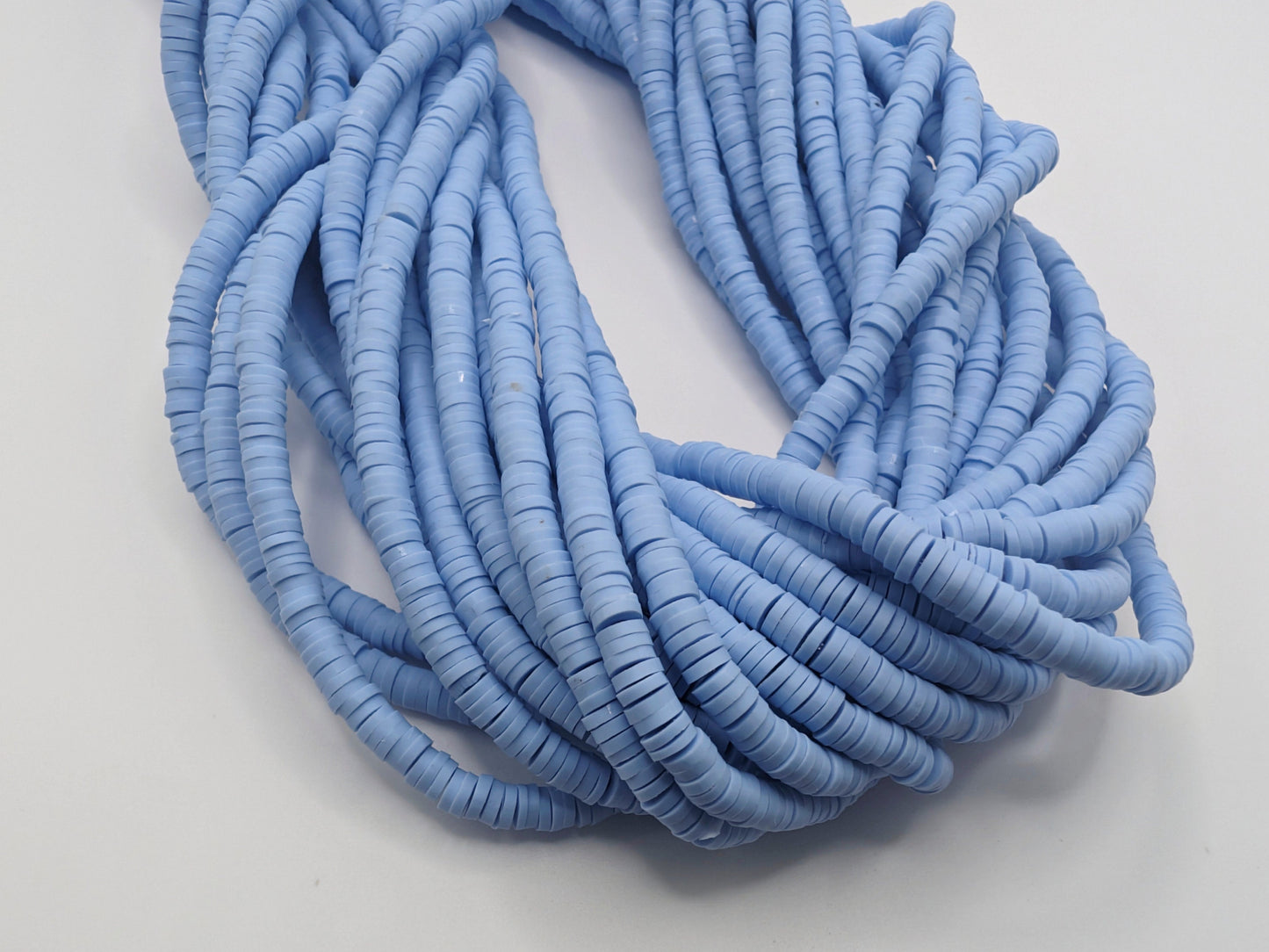 4mm Cornflower Blue Polymer Clay Beads | Vinyl Heishi Beads | 4mm Disc Beads x 2 Strands