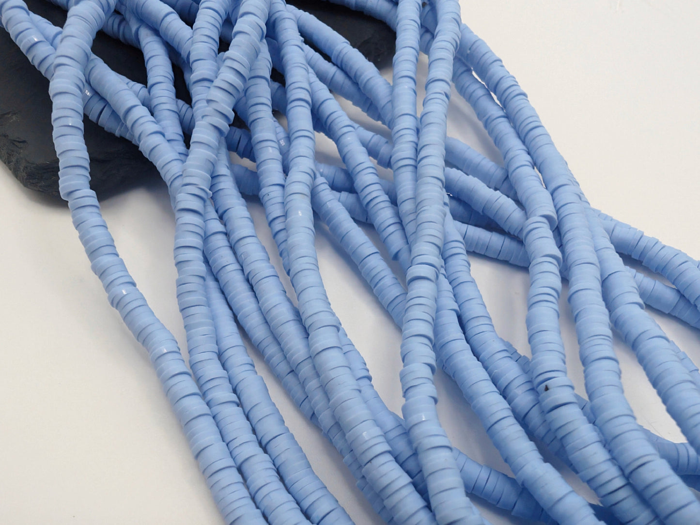 4mm Cornflower Blue Polymer Clay Beads | Vinyl Heishi Beads | 4mm Disc Beads x 2 Strands