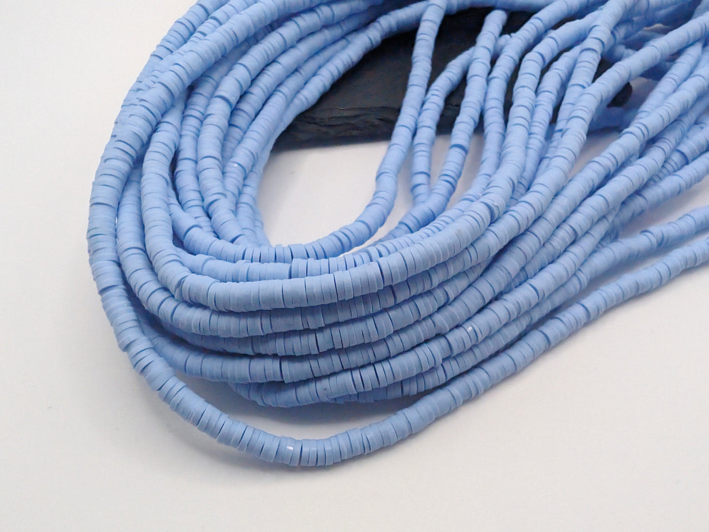 4mm Cornflower Blue Polymer Clay Beads | Vinyl Heishi Beads | 4mm Disc Beads x 2 Strands