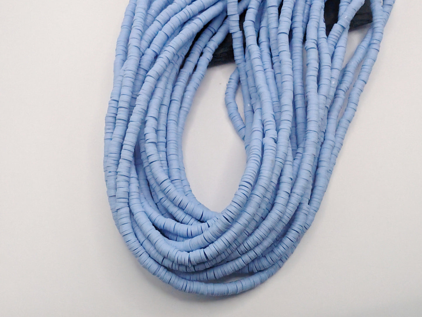 4mm Cornflower Blue Polymer Clay Beads | Vinyl Heishi Beads | 4mm Disc Beads x 2 Strands