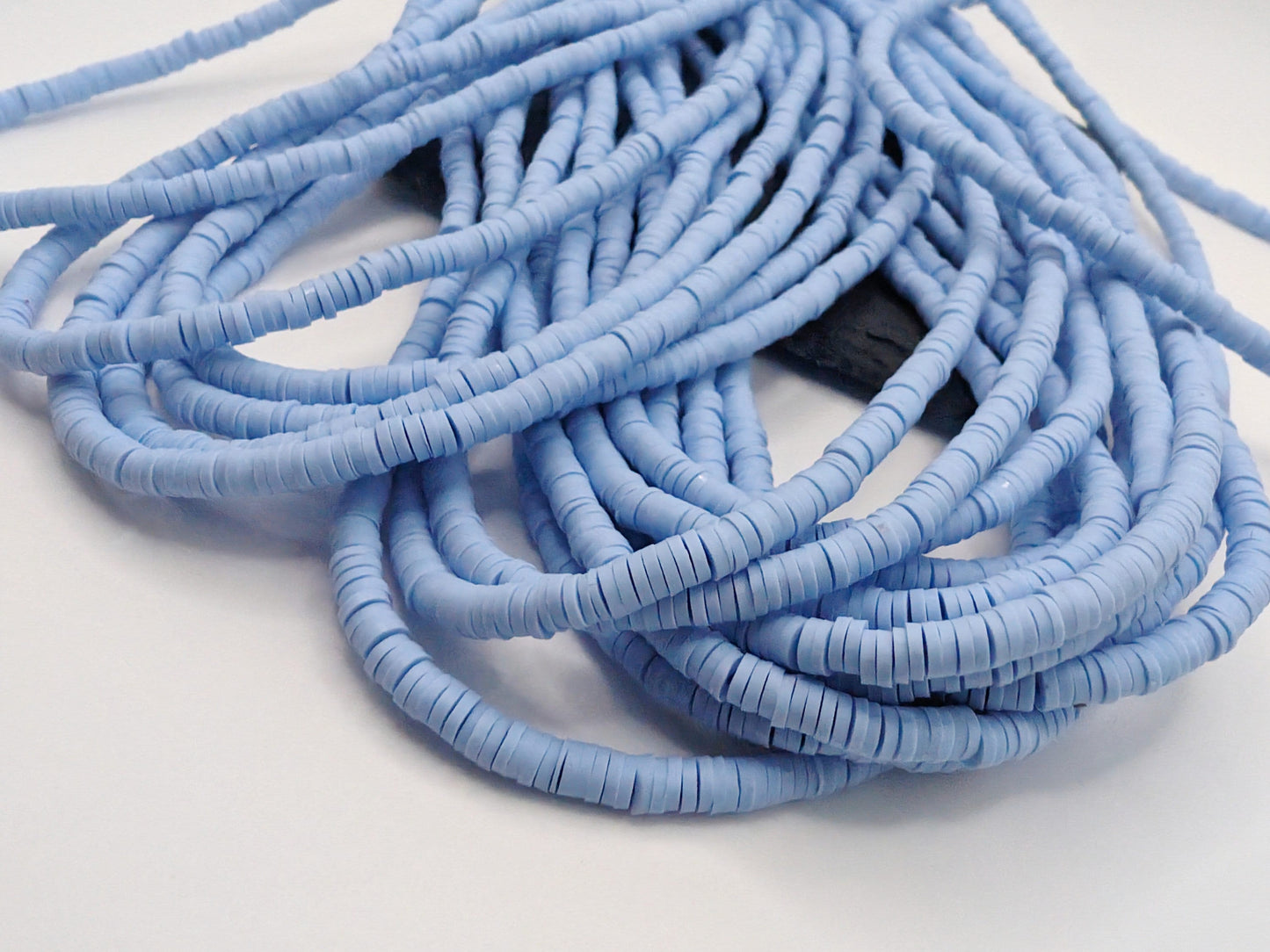 4mm Cornflower Blue Polymer Clay Beads | Vinyl Heishi Beads | 4mm Disc Beads x 2 Strands