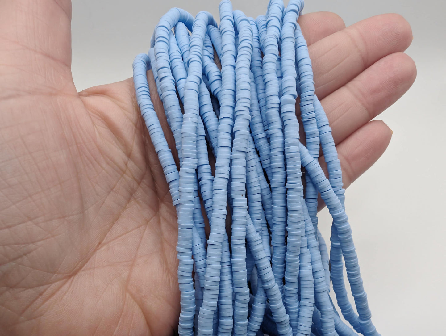 4mm Cornflower Blue Polymer Clay Beads | Vinyl Heishi Beads | 4mm Disc Beads x 2 Strands