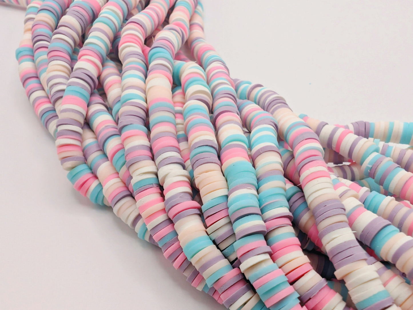 6mm Multicolour Polymer Clay Beads | Vinyl Heishi Beads | 6mm Disc Beads x 2 Strands