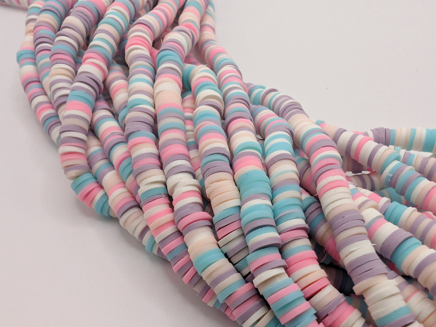 6mm Multicolour Polymer Clay Beads | Vinyl Heishi Beads | 6mm Disc Beads x 2 Strands