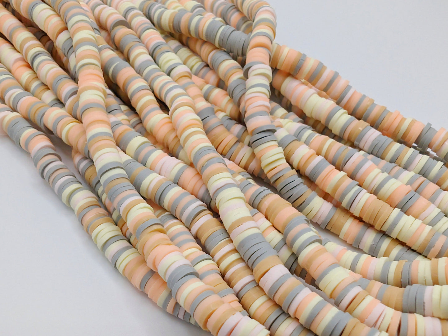 6mm Multicolour Polymer Clay Beads | Vinyl Heishi Beads | 6mm Disc Beads x 2 Strands