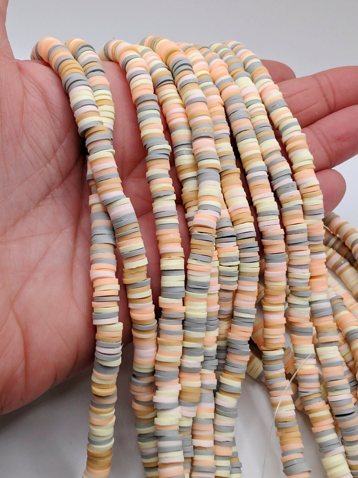 6mm Multicolour Polymer Clay Beads | Vinyl Heishi Beads | 6mm Disc Beads x 2 Strands