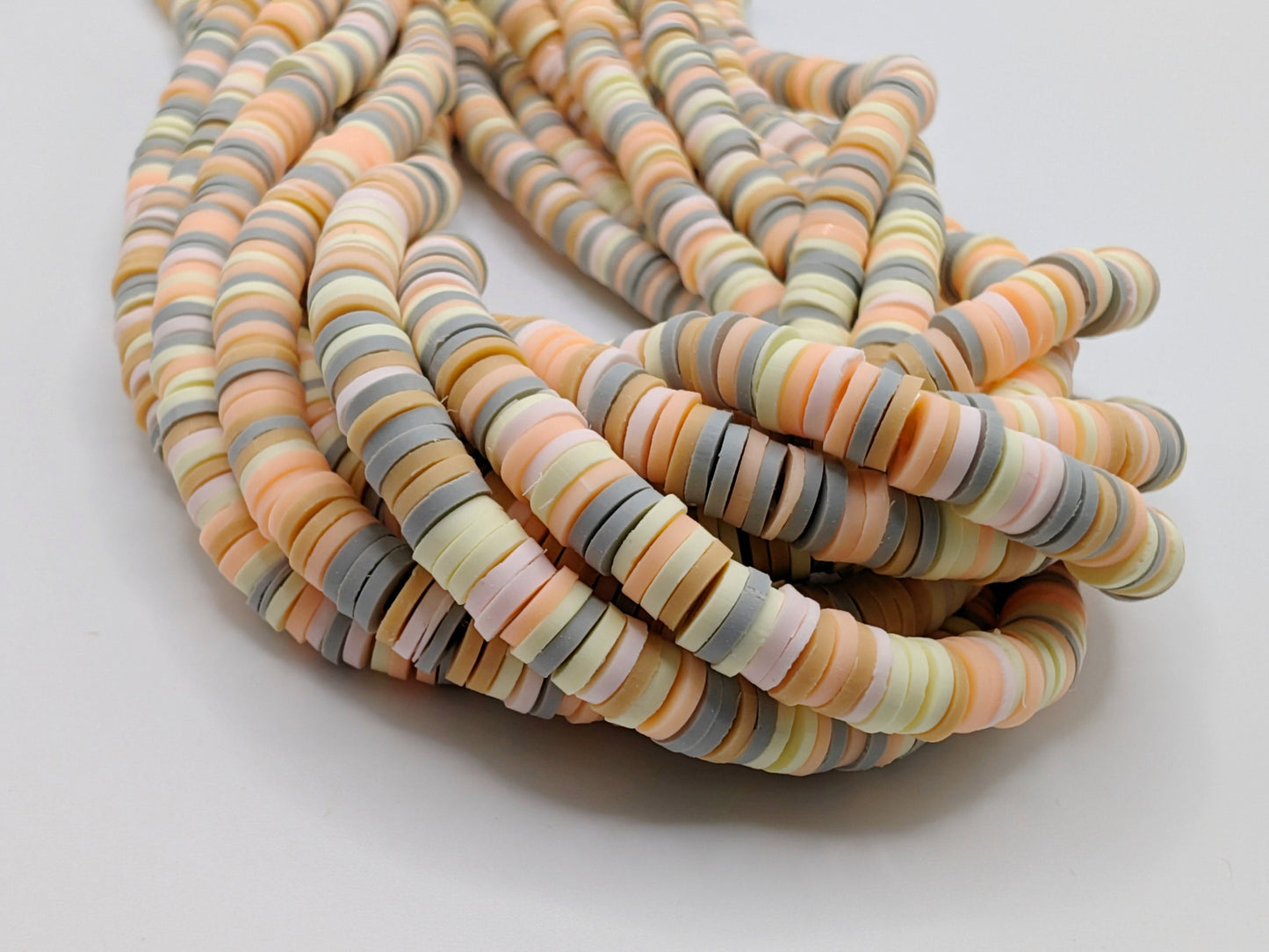 6mm Multicolour Polymer Clay Beads | Vinyl Heishi Beads | 6mm Disc Beads x 2 Strands