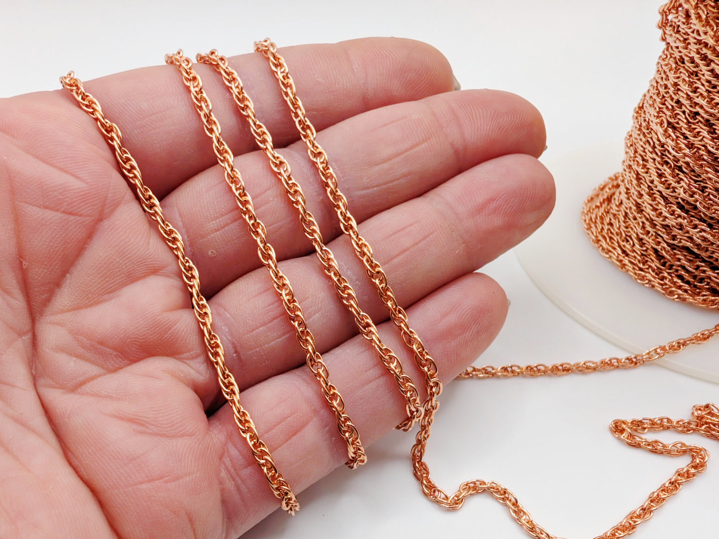 5/10 ft of 2.53 mm Genuine Copper UNSOLDERED Rope Chain | 2.53 x 3.58 mm Links