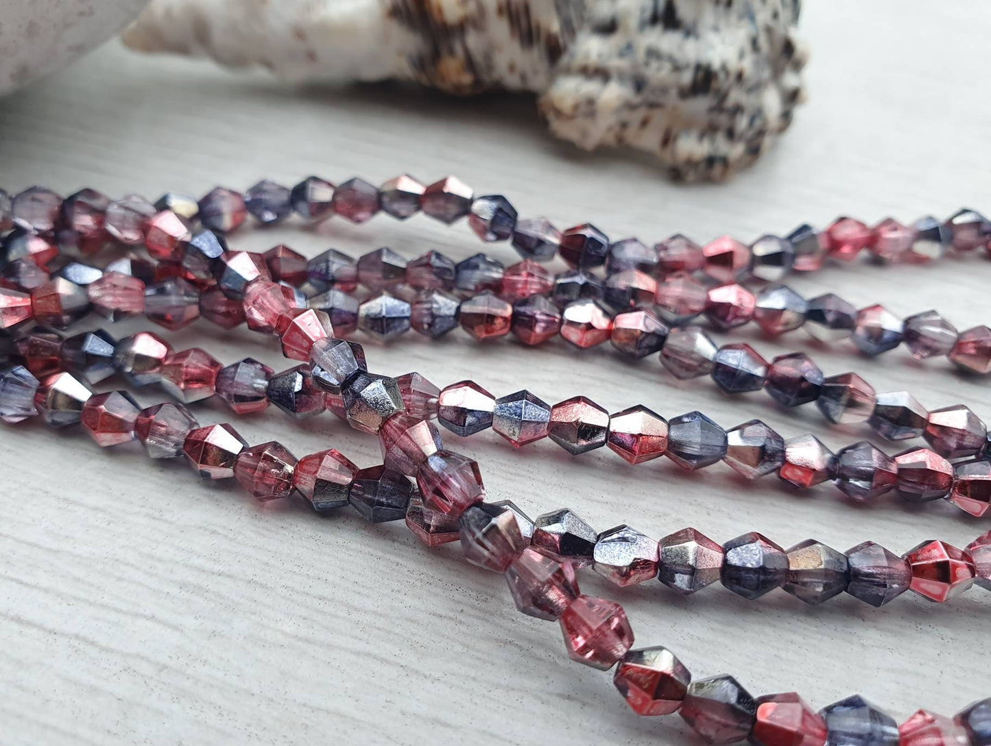 4mm Mauve Celestial | Bicone Beads | Full Strand of 50 Beads
