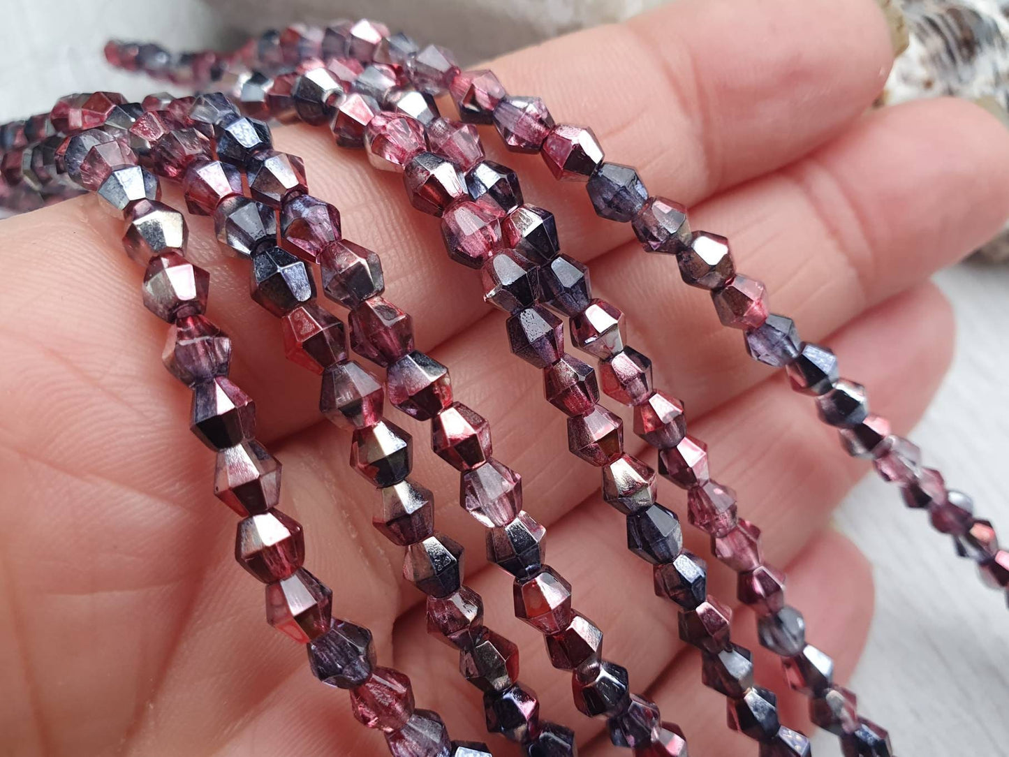 4mm Mauve Celestial | Bicone Beads | Full Strand of 50 Beads