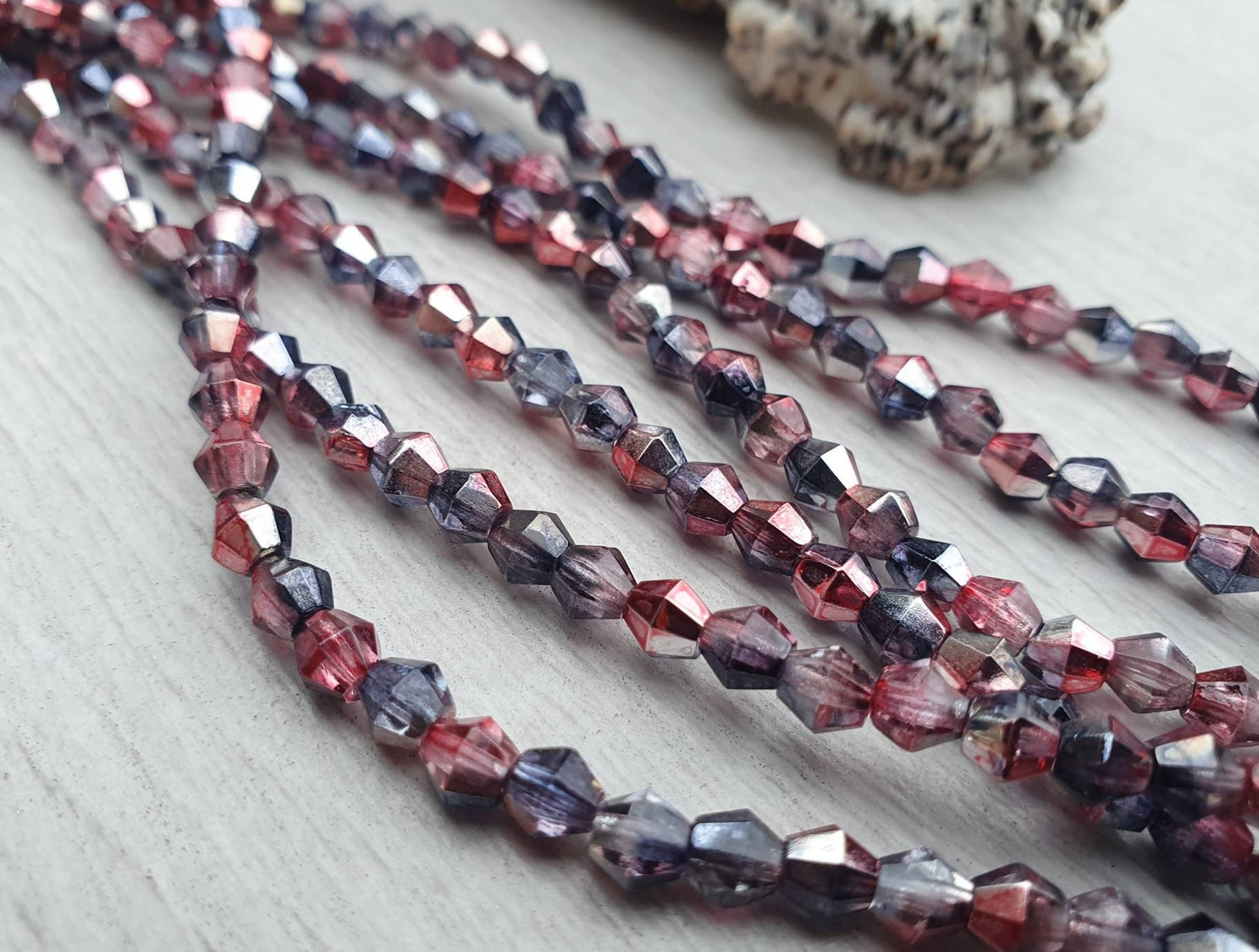 4mm Mauve Celestial | Bicone Beads | Full Strand of 50 Beads