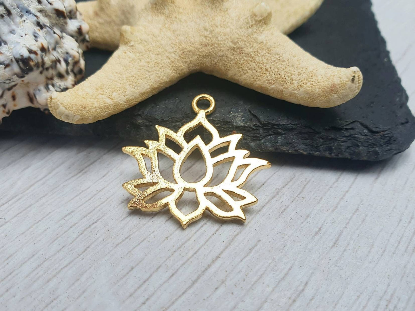 24 x 24mm Gold Plated Lotus Flower Pendant | 1 Pc