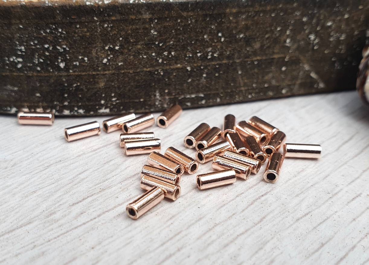 5 x 2mm Rose Gold Plated Tube Beads | Tubular Spacer Beads | 20 Pcs