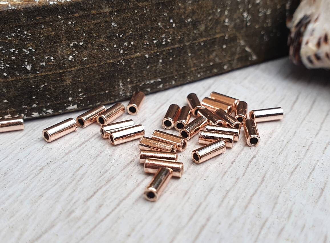 5 x 2mm Rose Gold Plated Tube Beads | Tubular Spacer Beads | 20 Pcs