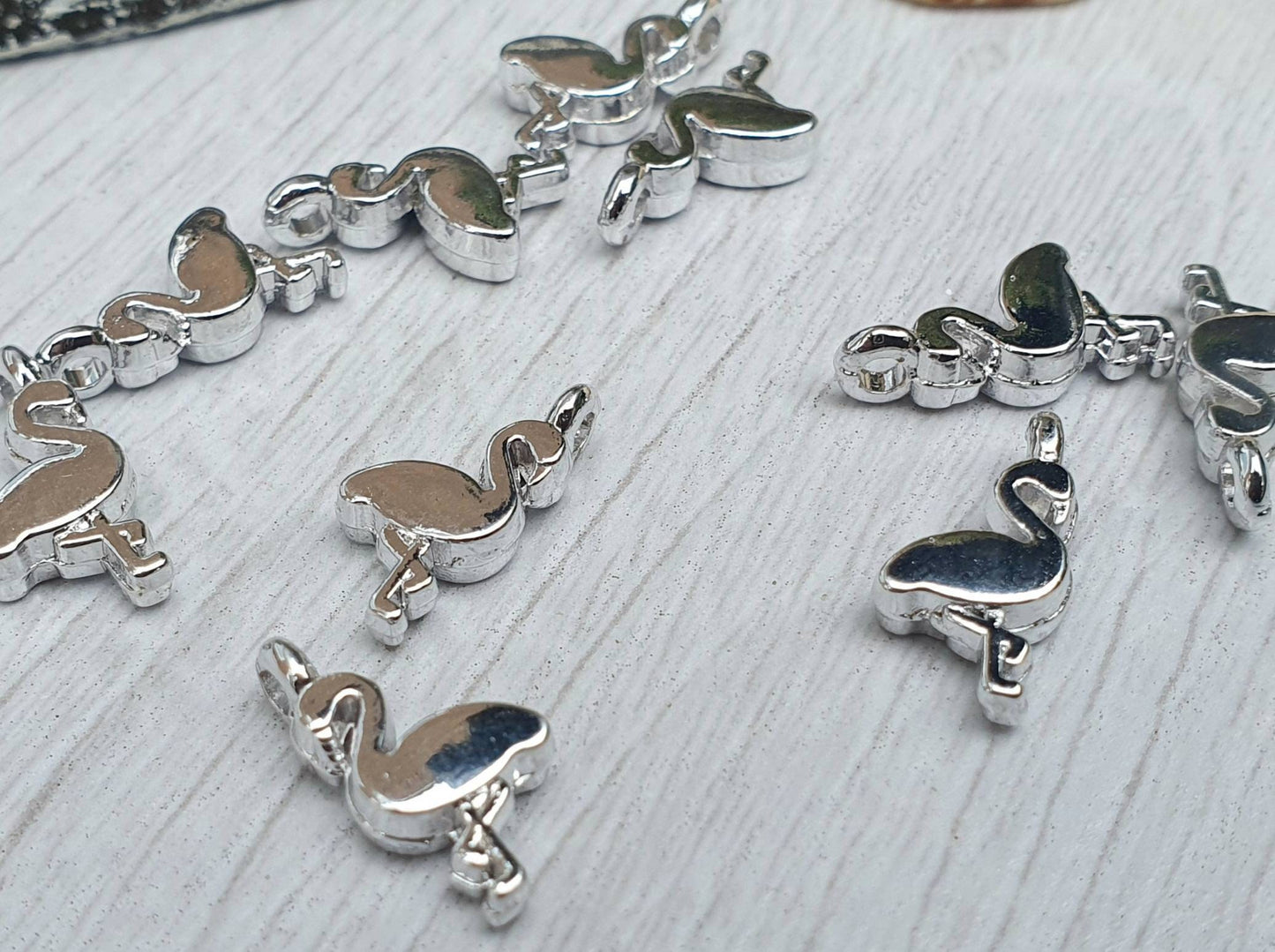15 x 7.5mm Silver Plated Flamingo Charms | 10Pcs