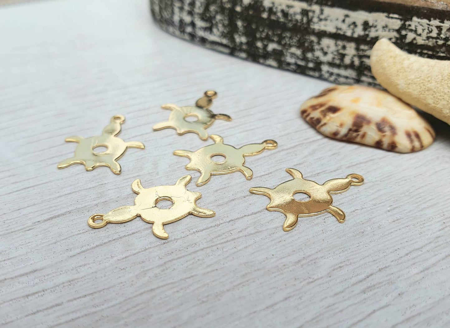 17 x 14mm Gold Plated Turtle Charms | 5 Pcs