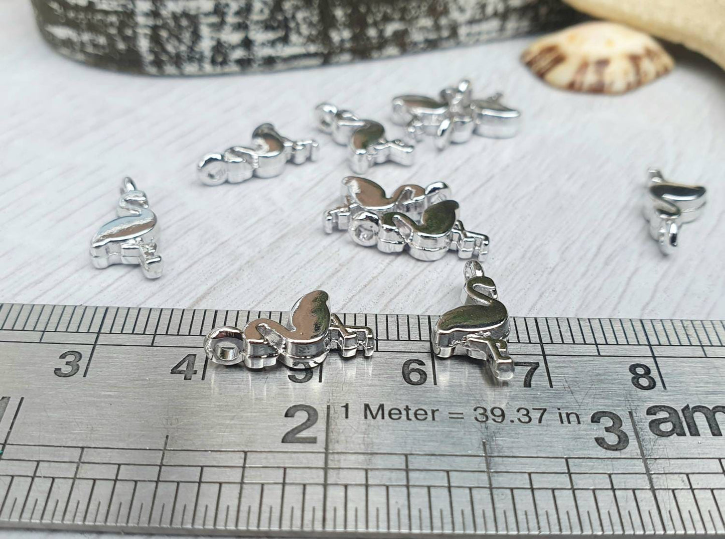 15 x 7.5mm Silver Plated Flamingo Charms | 10Pcs