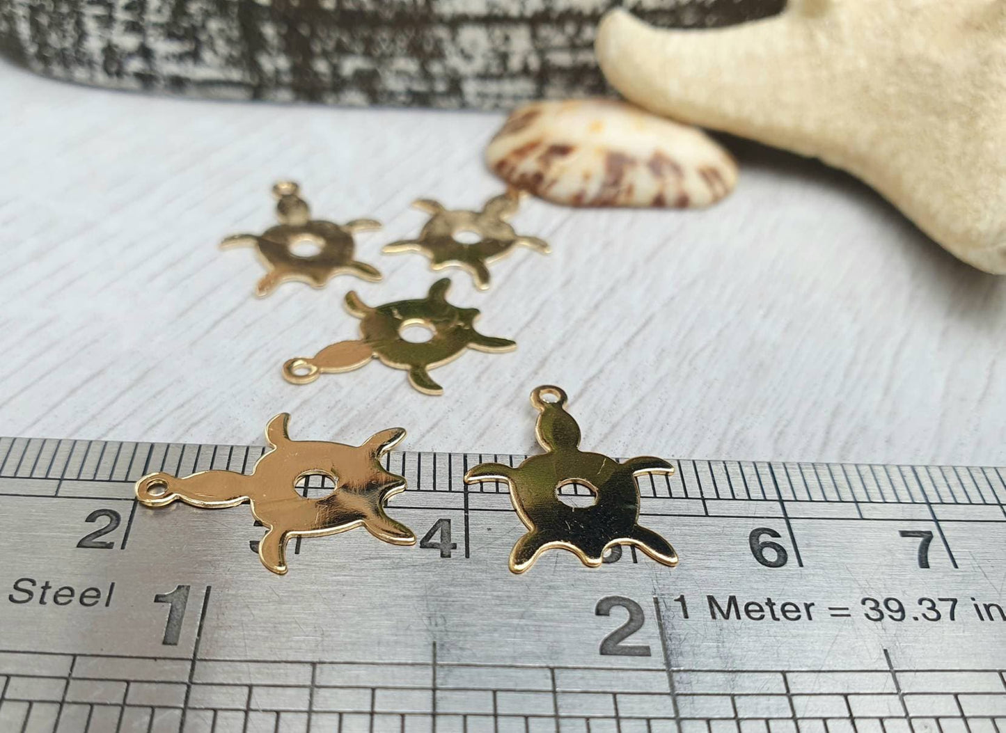 17 x 14mm Gold Plated Turtle Charms | 5 Pcs