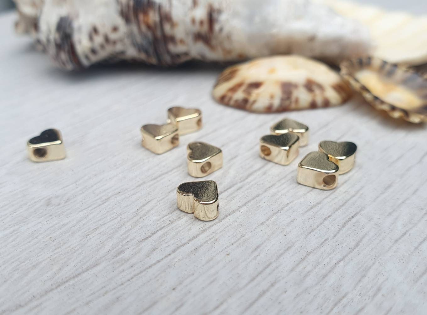 5.5 x 5mm Gold Plated Tiny Heart Spacer Beads | 10Pcs