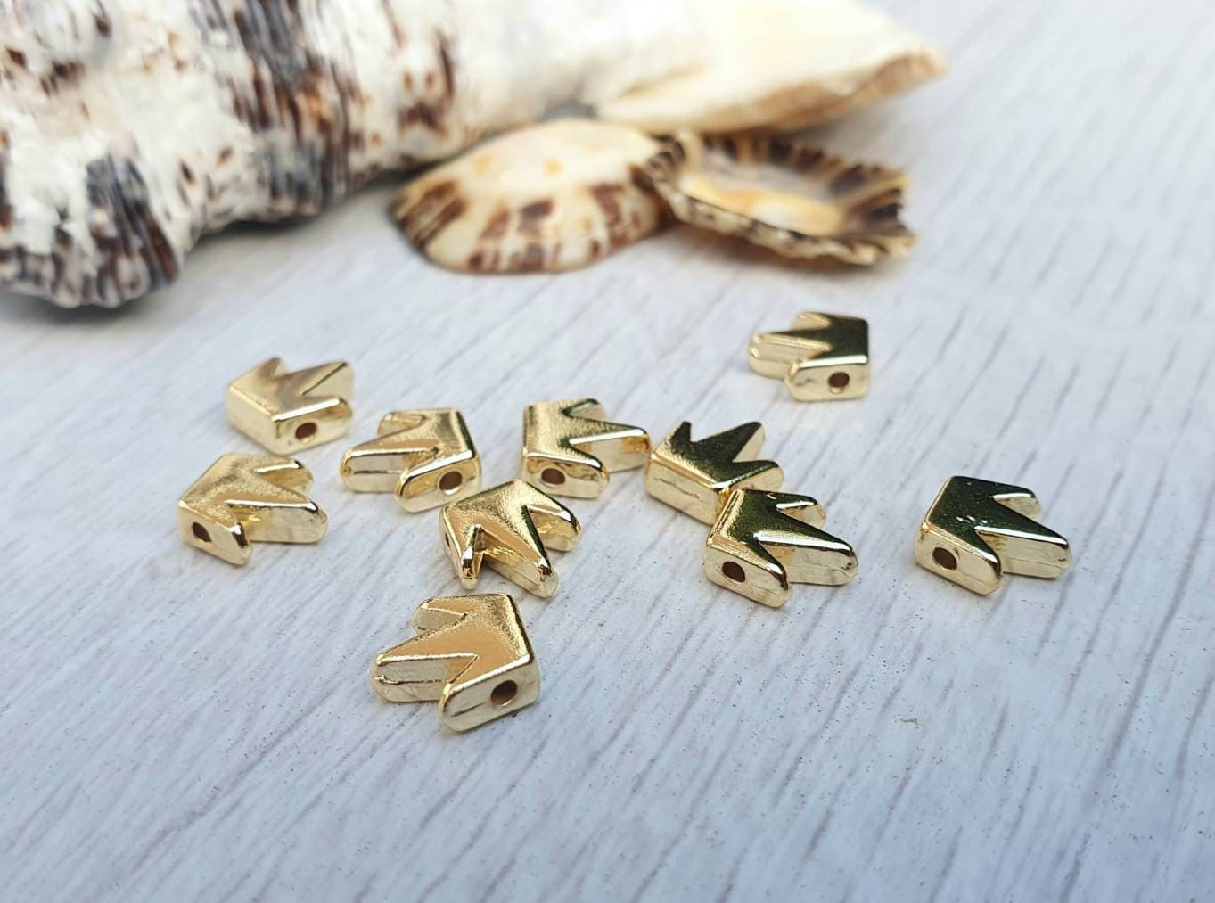 7 x 7mm Gold Plated Crown Spacer Beads | 10Pcs