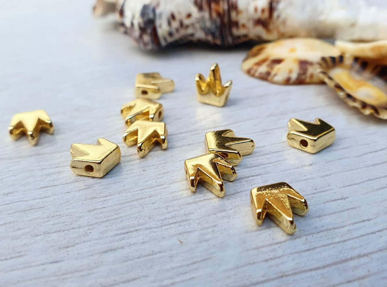7 x 7mm Gold Plated Crown Spacer Beads | 10Pcs
