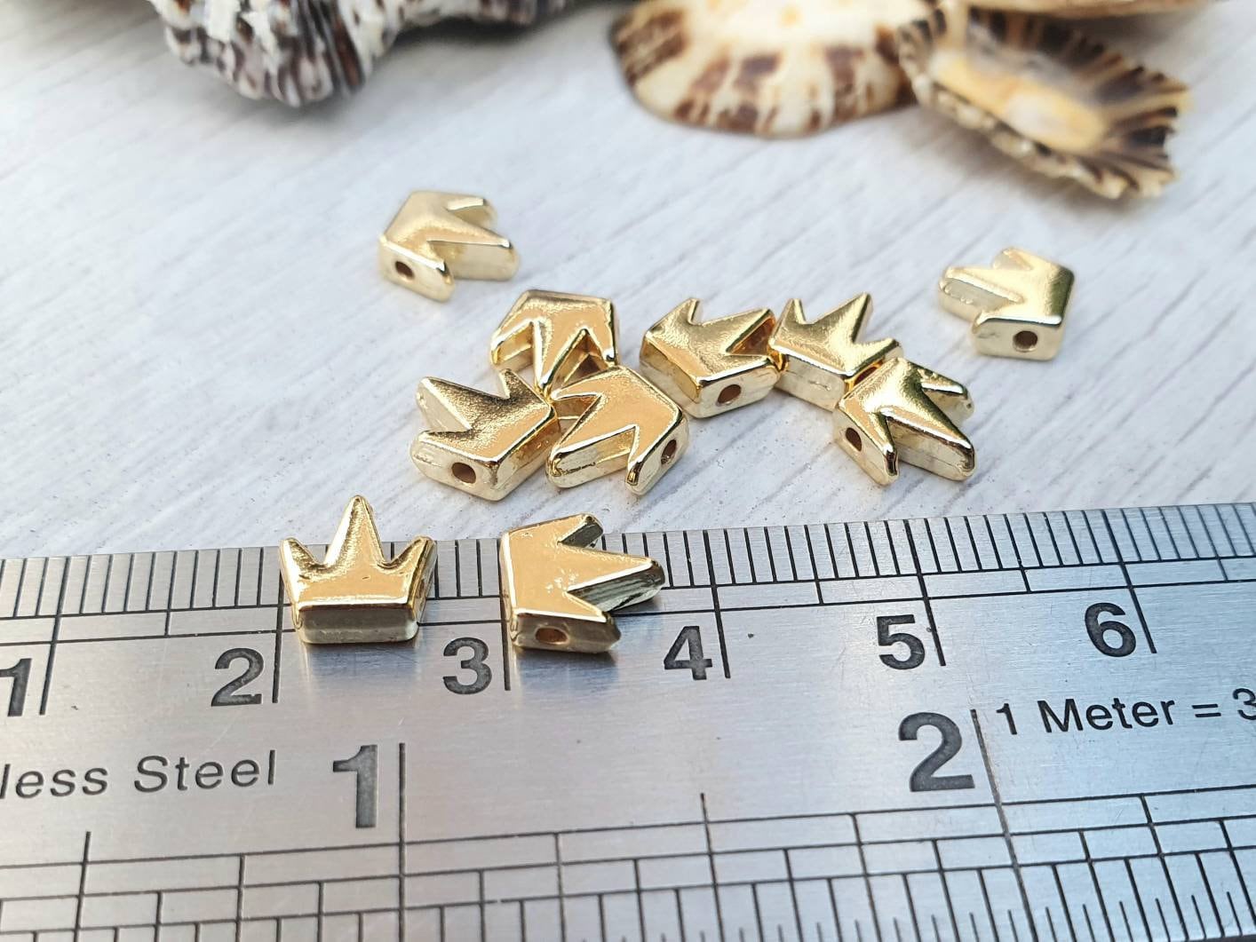 7 x 7mm Gold Plated Crown Spacer Beads | 10Pcs