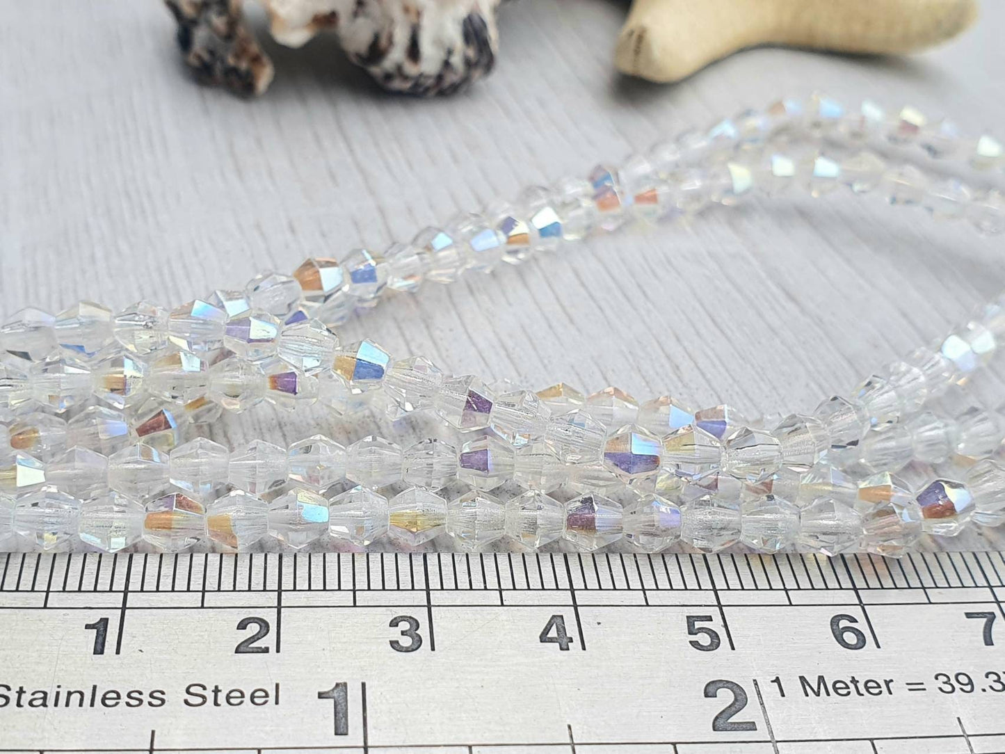 4mm Crystal AB Bicone Beads | Full Strand of 50 Beads
