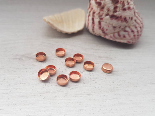 6mm Copper Round Bezel Cups | 10 Pieces