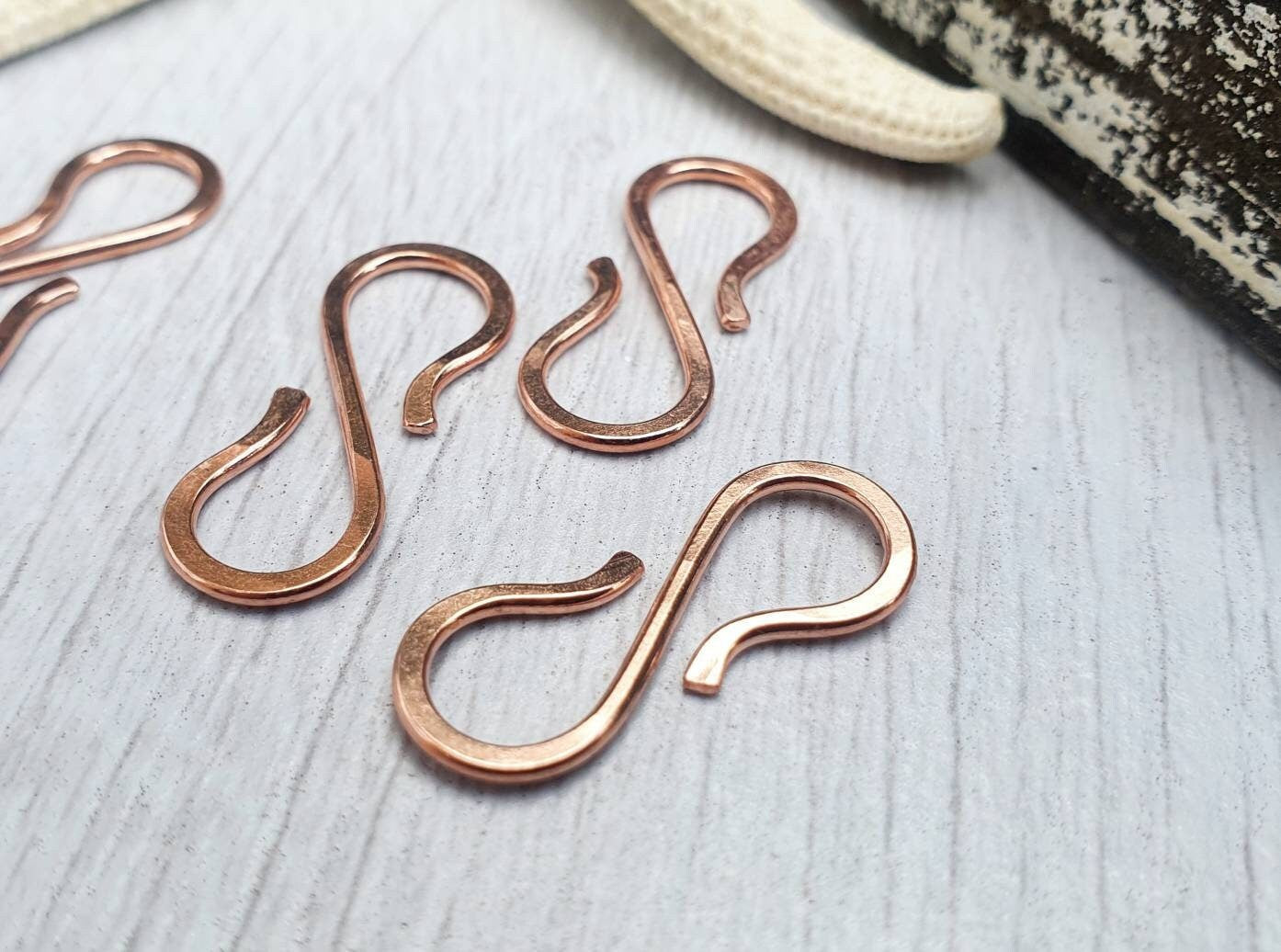 Copper S Clasps | Handmade Findings | 16 Gauge | Double Hook Clasps