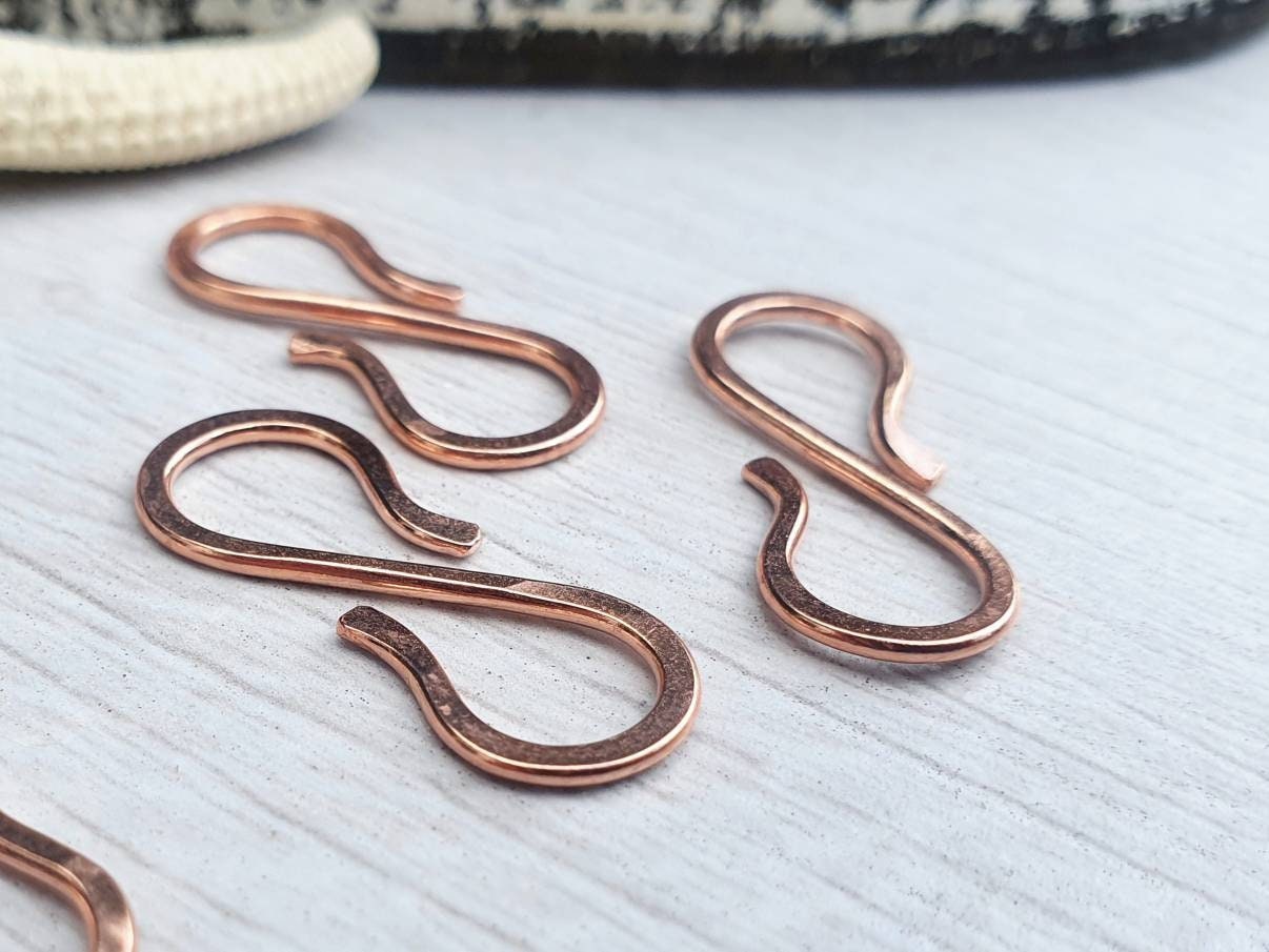 Copper S Clasps | Handmade Findings | 16 Gauge | Double Hook Clasps