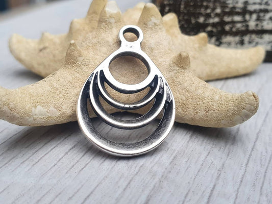 35 x 30mm Matte Antique Silver Plated Pendant | 1 Pc
