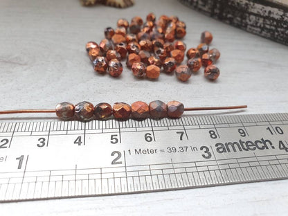 6mm Full Sunset Crystal Etched | Czech Glass Fire Polish Beads | Metallic Beads | 25 Pcs
