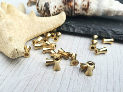 6 x 4mm Raw Brass Concave Tube Beads | Brass Tube Beads | 20 Pcs