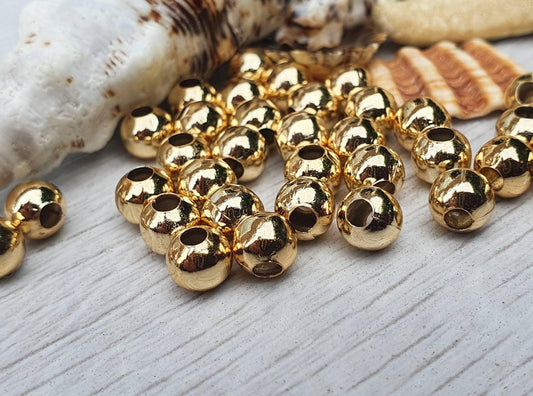 6mm Gold Plated Round Spacer Beads | 20Pcs